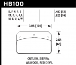 Колодки тормозные HB100S.625 HAWK HT-10; Wilwood DL, Outlaw, Sierra 16mm