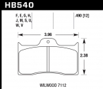 Колодки тормозные HB540H.490 HAWK DTC-05 Wilwood 12 mm