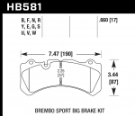Колодки тормозные HB581Y.660 HAWK LTS Brembo GT 6 поршней тип J, N