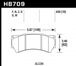Колодки тормозные HB709Q.630 HAWK DTC-80; REVO by Alcon MONO 6, Alcon Monoblock 6 CAR97