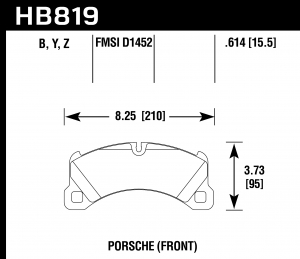 Колодки тормозные HB819B.614 HAWK HPS 5.0 Porsche Cayenne Turbo передние