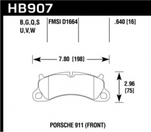 Колодки тормозные HB907U.640 DTC-70 перед Porsche 911 Carrera S 2011-15 ; Boxster Spyder 981  ― MaxiSport Tuning