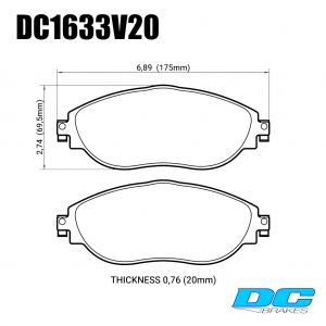 Колодки тормозные DC1633V20 DC brakes Street STR.S, перед VW GOLF VII; Passat 362; AUDI A3 8V1