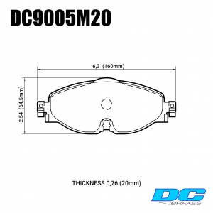 Колодки тормозные DC9005M20 DC brakes Race Track, перед VW GOLF VII; Passat 3G; AUDI TT FV3; A3 8V1