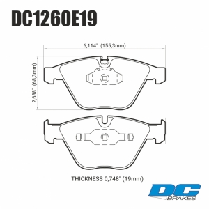 Колодки тормозные DC1260E19 DC Brakes RT.2; передние BMW E90,91,92, 335i, M3 E90, E60, E63 ― MaxiSport Tuning