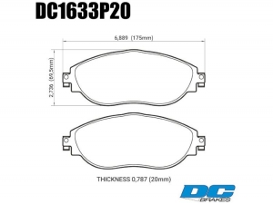 Колодки тормозные DC1633P20 DC Brakes Street STR.S+,  перед VW GOLF VII; Tiguan; A3 8V; Octavia ― MaxiSport Tuning