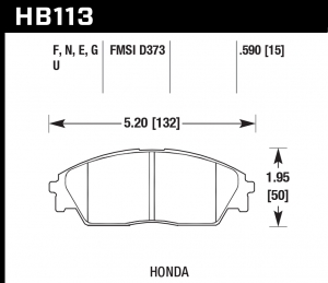 Колодки тормозные HB113E.590 HAWK Blue 9012 Honda 15 mm