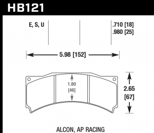 Колодки тормозные HB121U.710 HAWK DTC-70 AP Racing, Alcon 18 mm