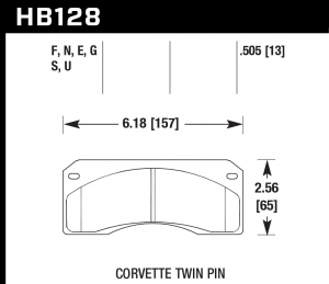 Колодки тормозные HB128G.505 HAWK DTC-60 Corvette Twin Pin 13 mm