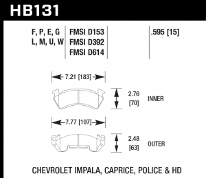 Колодки тормозные HB131U.595 HAWK DTC-70 GM Magnum 15 mm