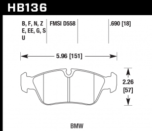 Колодки тормозные HB136B.690 HAWK HPS 5.0; 18mm