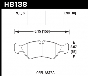 Колодки тормозные HB138E.690 HAWK Blue 9012 Cosworth 18 mm