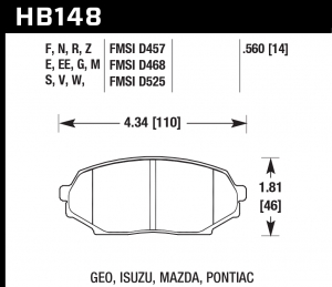 Колодки тормозные HB148F.560 HAWK HPS