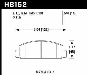 Колодки тормозные HB152M.540 HAWK Black Mazda RX-7 14 mm