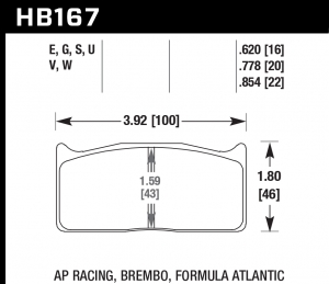 Колодки тормозные HB167G.620 HAWK DTC-60 Brembo 16 mm