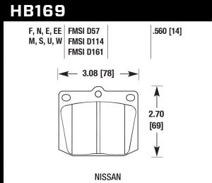 Колодки тормозные HB169E.560 HAWK Blue 9012 Nissan 14 mm