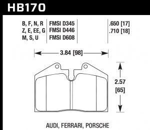 Колодки тормозные HB170U.650 HAWK DTC-70  AUDI, FERRARI, PORSCHE