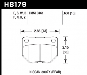 Колодки тормозные HB179W.630 HAWK DTC-30 Nissan 300ZX (Rear) 16 mm