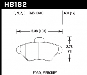 Колодки тормозные HB182E.660 HAWK Blue 9012 Mustang 17 mm