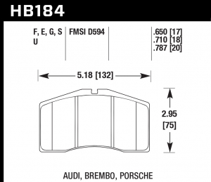 Колодки тормозные HB184Q.650 HAWK DTC-80; Brembo, Alcon 17mm