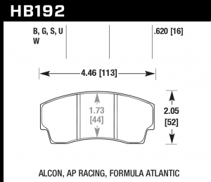 Колодки тормозные HB192G.620 HAWK DTC-60  Alcon H-Type / AP Racing