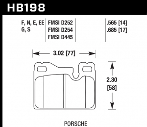 Колодки тормозные HB198E.685 HAWK Blue 9012 Porsche 18 mm