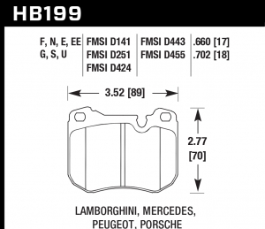 Колодки тормозные HB199E.702 HAWK Blue 9012 Porsche 18 mm