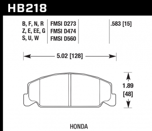 Колодки тормозные HB218F.583 HAWK HPS передние Honda