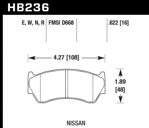 Колодки тормозные HB236R.622 HAWK Street Race; 16mm