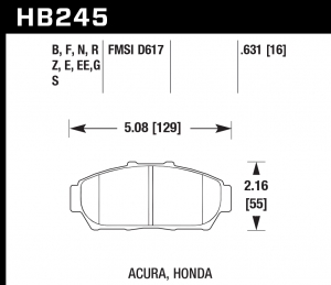 Колодки тормозные HB245B.631 HAWK Street 5.0