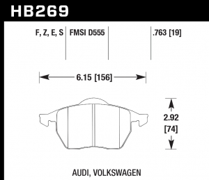 Колодки тормозные HB269F.763 HAWK HPS