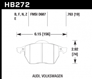 Колодки тормозные HB272F.763 HAWK HPS Audi A3, A3 Quattro, S3 & TT перед