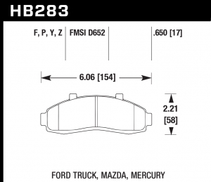 Колодки тормозные HB283Y.650 HAWK LTS передние FORD Explorer, Ranger