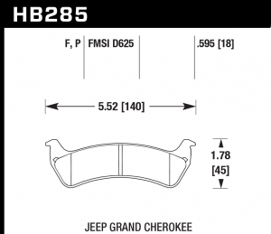 Колодки тормозные HB285P.595 HAWK SuperDuty; 15mm