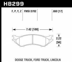 Колодки тормозные HB299P.650 HAWK SD передние LINCOLN / DODGE / FORD