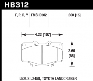 Колодки тормозные HB312R.591 HAWK Street Race; 15mm