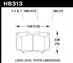 Колодки тормозные HB313R.685 HAWK Street Race; 18mm