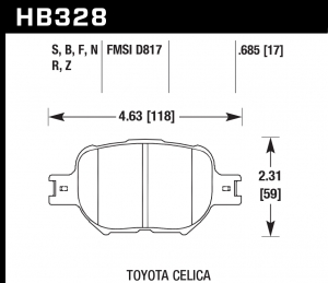 Колодки тормозные HB328B.685 HAWK Street 5.0 передние TOYOTA Celica, Corolla Verso