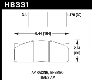 Колодки тормозные HB331U1.17 HAWK DTC-70 AP Racing, Brembo 30 mm