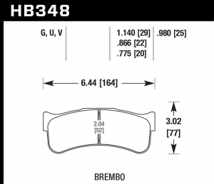 Колодки тормозные HB348U.775 HAWK DTC-70 Brembo 20 mm