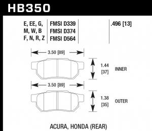 Колодки тормозные HB350F.496 HAWK HPS