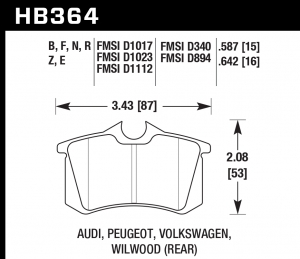 Колодки тормозные HB364N.642 HAWK HP Plus Audi A3, A4, A6, A8, S3, S4, S6, S8 & TT - Rear