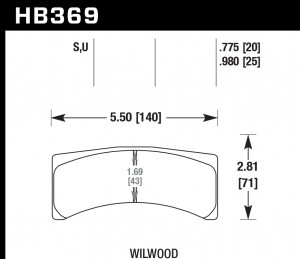 Колодки тормозные HB369U.980 HAWK DTC-70 Wilwood 25 mm