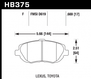 Колодки тормозные HB375F.669 HAWK HPS LEXUS GS300; GS400; GS430; IS300; SC430;