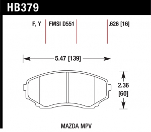 Колодки тормозные HB379Y.626 HAWK LTS; 16mm