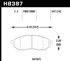 Колодки тормозные HB387Z.547 HAWK PC передние INFINITI FX / G /  M  (USA)