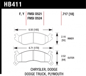 Колодки тормозные HB411F.717 HAWK HPS; 18mm