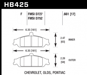 Колодки тормозные HB425F.661 HAWK HPS