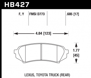 Колодки тормозные HB427Y.685 HAWK LTS задние  LEXUS LX470 / TOYOTA LC100