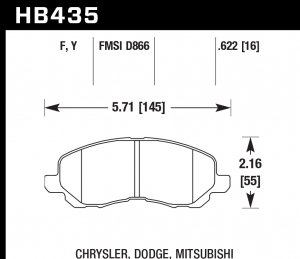 Колодки тормозные HB435F.622 HAWK HPS передние Mitsubishi Lancer 9, 10